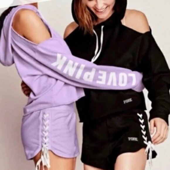 Victoria's Secret PINK | Lavender Cold Shoulder Hoodie | Size Large - Picture 2 of 15